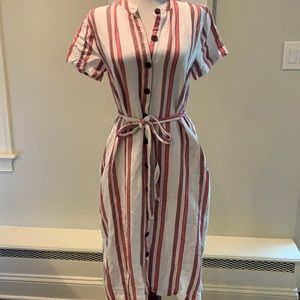 Stripped Midi Button down dress.